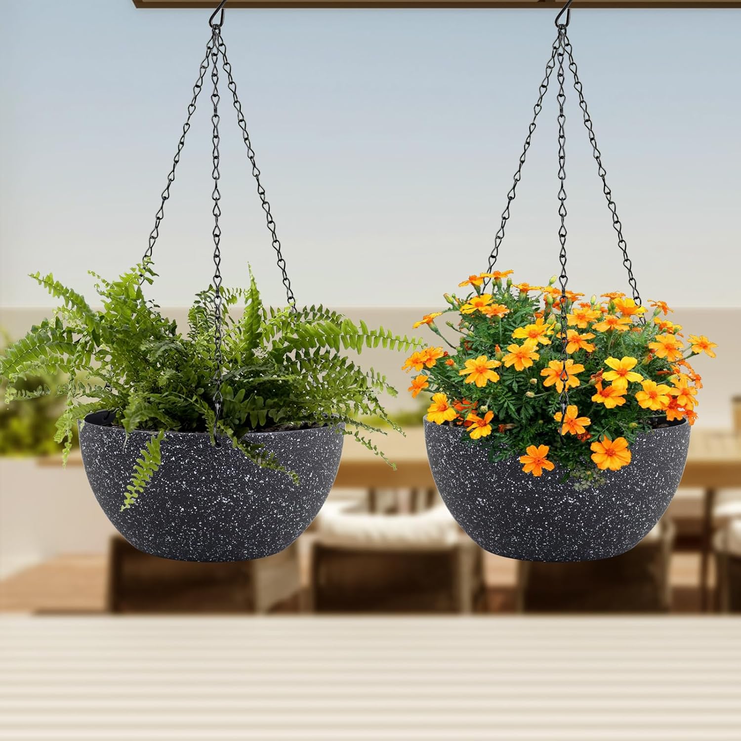 8 inch Small Hanging Planters for Indoor Outdoor Plants, 2 Pack Hanging Flower Plant Pots with