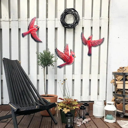 J-Fly Metal Red Bird Wall Decoration Bird Wall Hanging Decor Outdoor Metal Wall Art Cardinal
