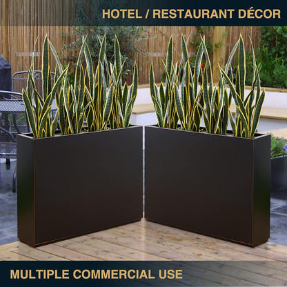 Metallic Heavy Planter for Outdoor Plants, 38Lx10Wx30H Inches Tall and Long Metal Divider Planter