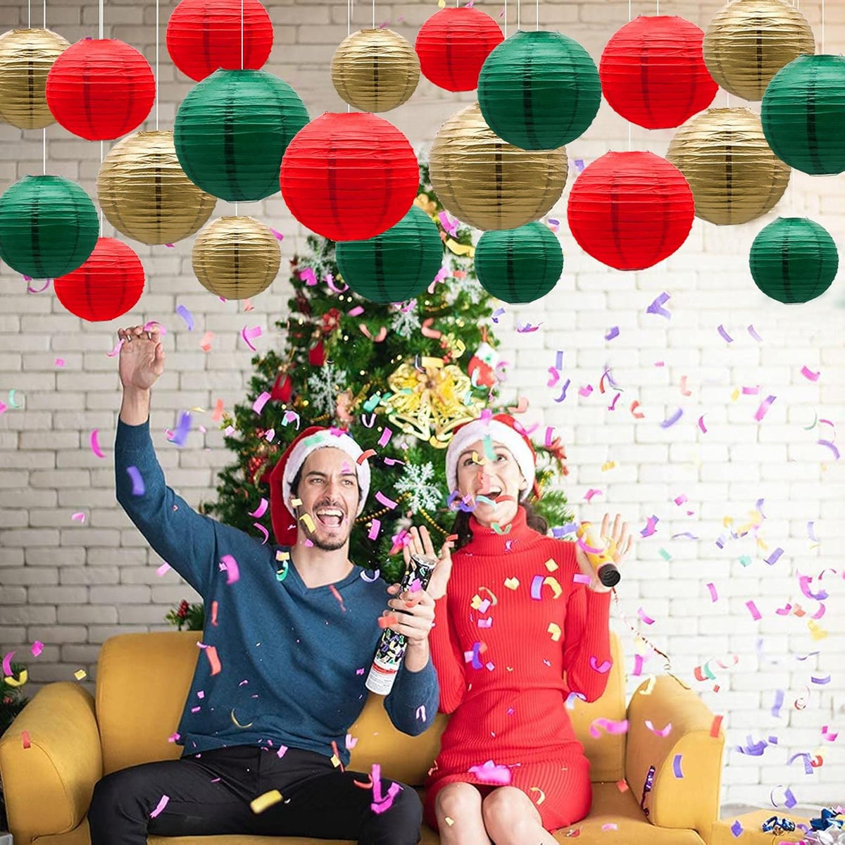 ADLKGG Paper Lanterns Decorative, Round Hanging Lantern for Italian Party Mexico Party Graduation