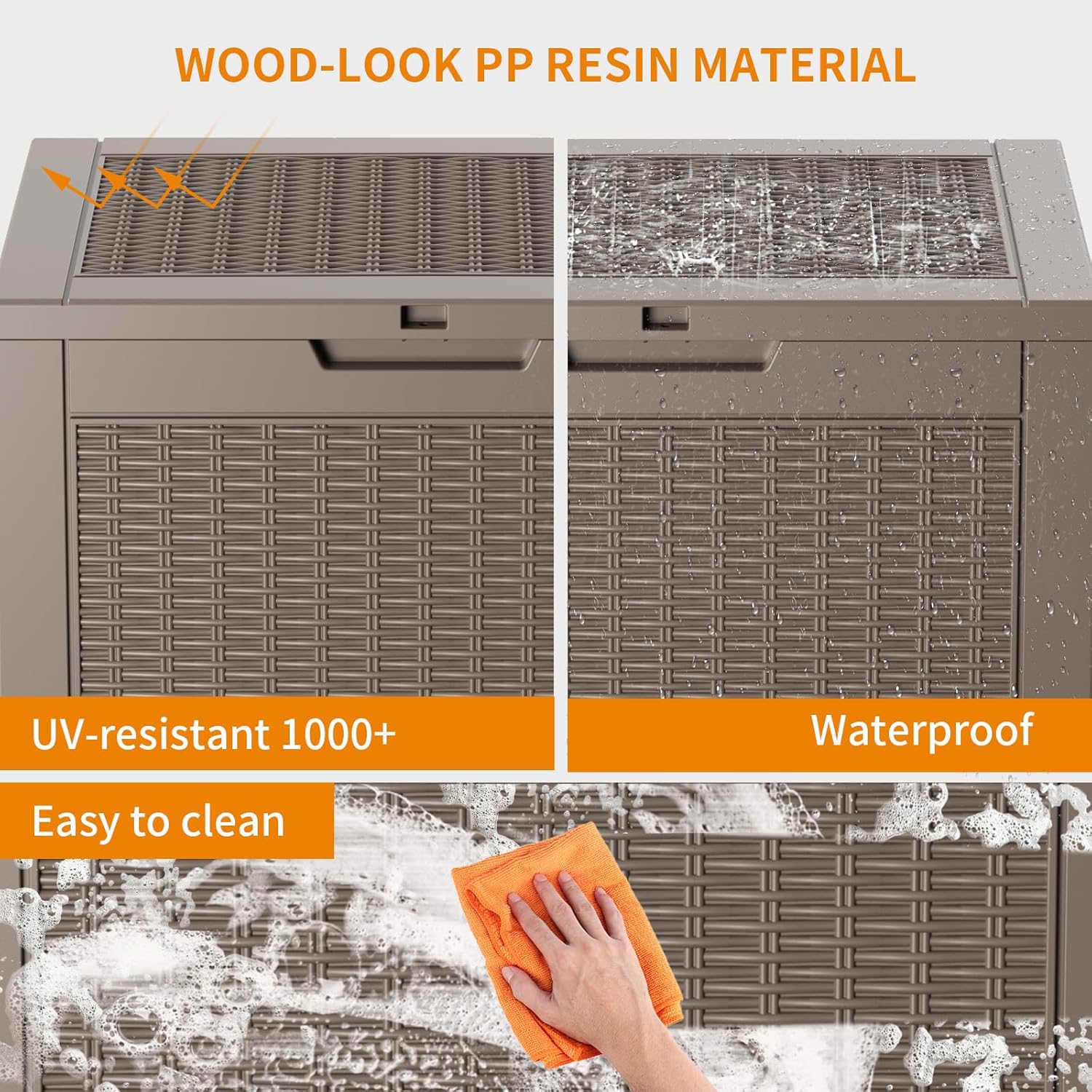 30 Gallon Resin Deck Box, Lockable Patio Outdoor Storage Box for Furniture, Garden Tools and Tools