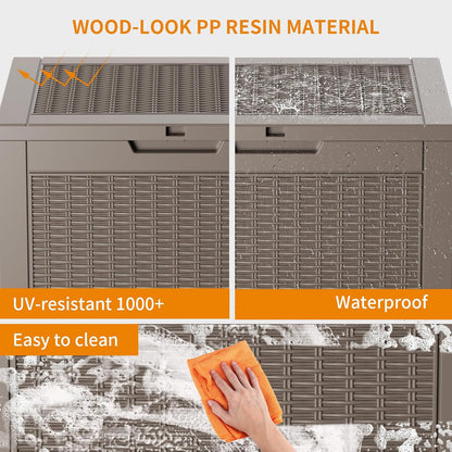 30 Gallon Resin Deck Box, Lockable Patio Outdoor Storage Box for Furniture, Garden Tools and Tools