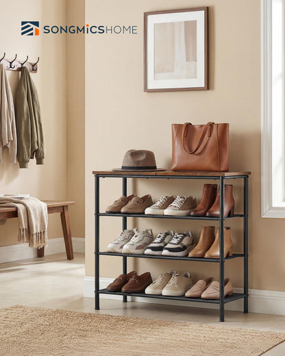 SONGMICS HOME 4-Tier Shoe Rack, Free Standing Shoe Storage Organizer, 12 x 29.7 x 28.2 Inches