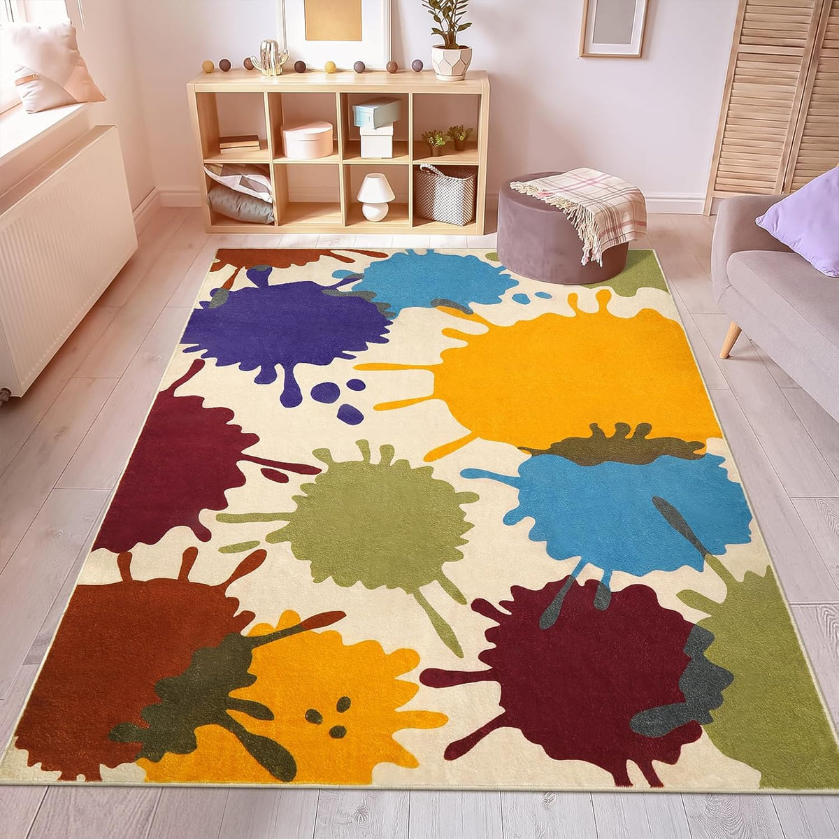STARUIA Large Area Rug for Living Room, 8'x10' Rainbow Kids Rug for Classroom, Colorful Art