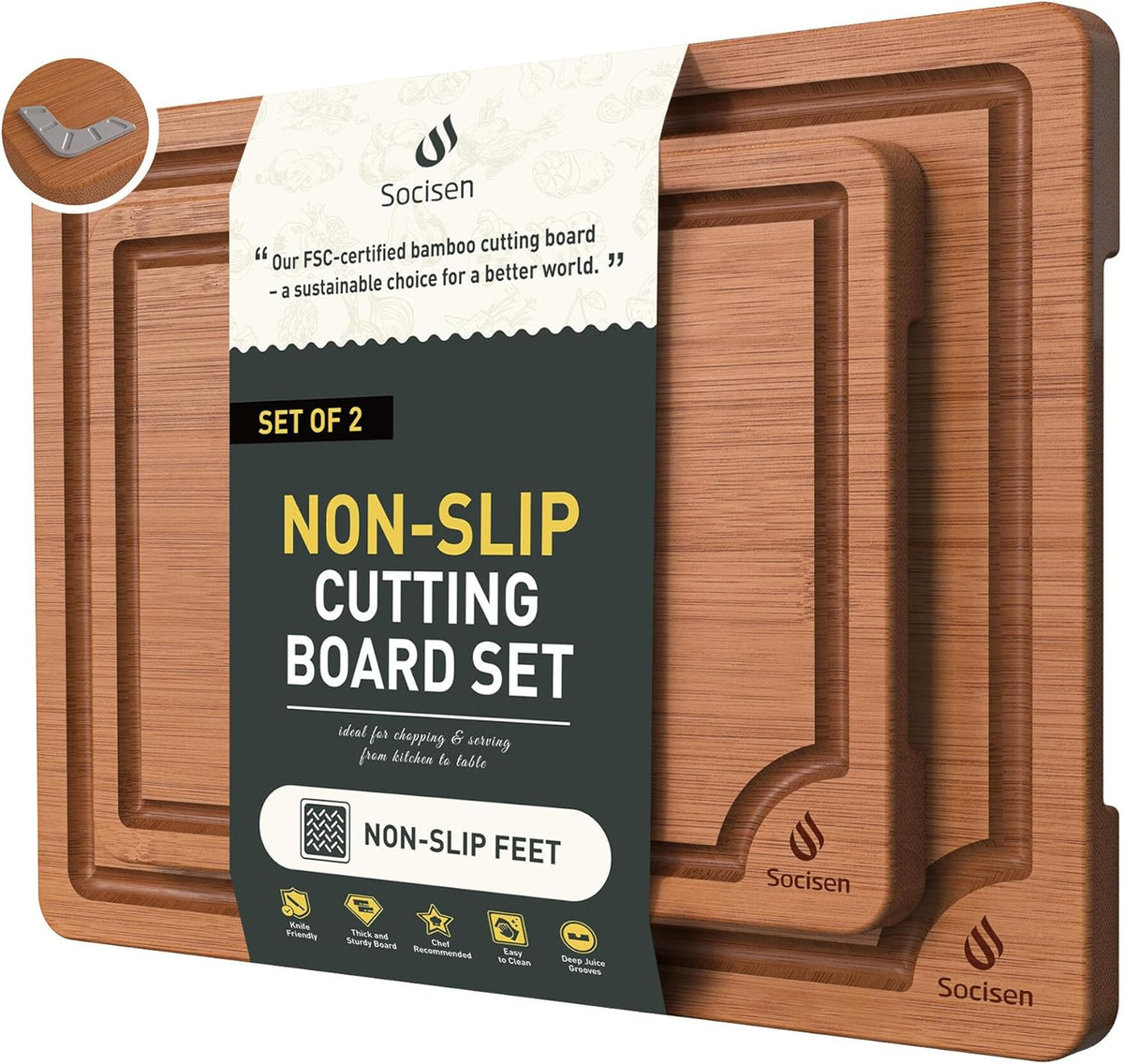 Bamboo Cutting Board Set Non Slip Feet Over Sink Day Gifts Best Mama Mommy Bonus Busy Mom Ever