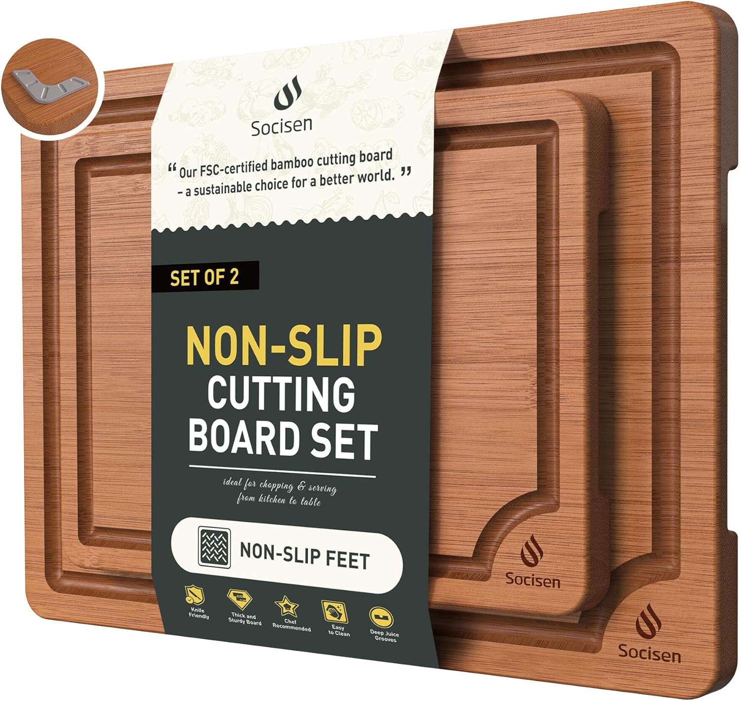 Bamboo Cutting Board Set Non Slip Feet Over Sink Day Gifts Best Mama Mommy Bonus Busy Mom Ever