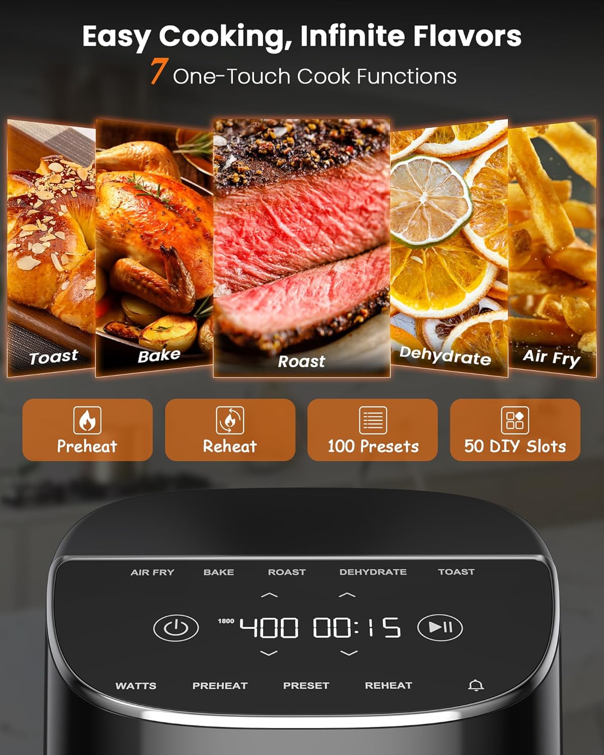Nuwave Brio Plus Air Fryer 8 Qt, New & Improved, PFAS-FREE, 7 Digital One-Touch Cook Functions that