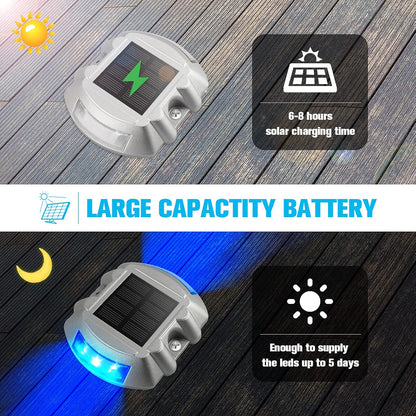 VOLISUN Solar Deck Lights, 8-Pack Led IP67 Waterproof Outdoor Warning Step Lights for Driveway