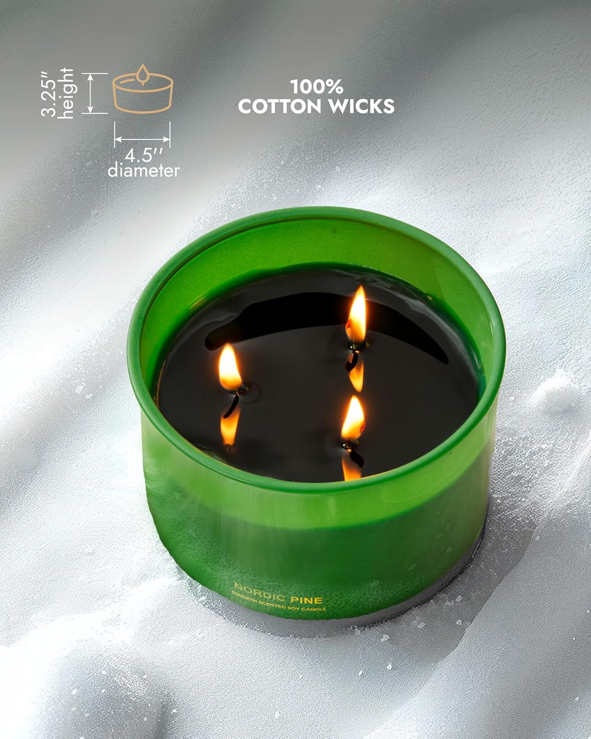 96NORTH Luxury Pine Soy Candle | Large 3 Wick Jar Candle | Up to 40 Hours Burning Time | 100%