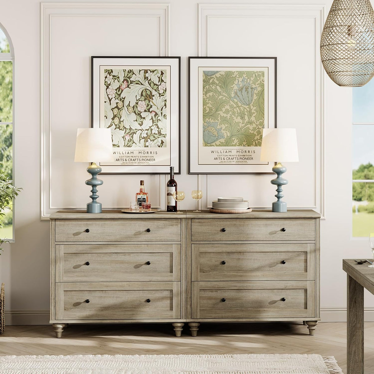 WAMPAT Kids Dresser for Bedroom with 6 Drawers, Rustic Oak Baby Dressers with Wide Chest of