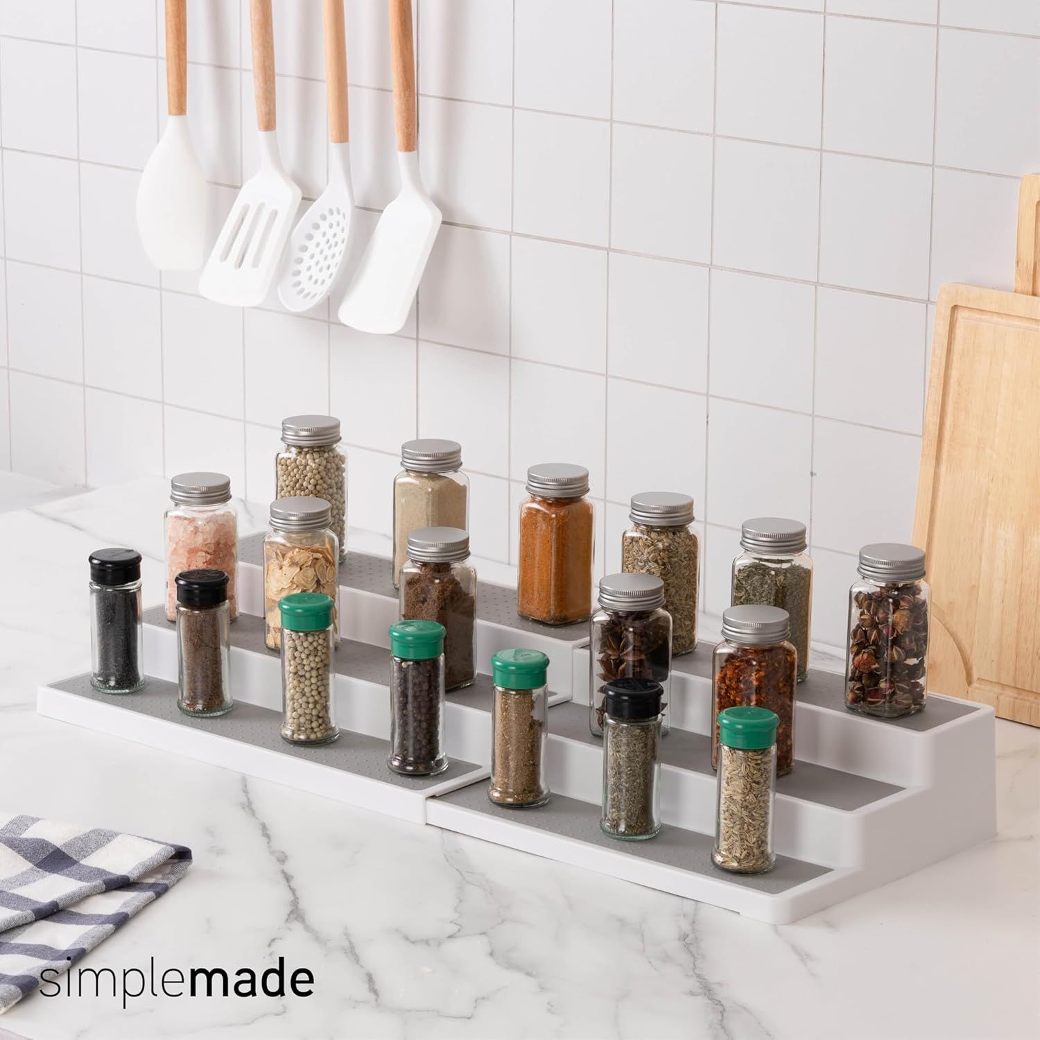 SIMPLEMADE 3-Tier Spice Rack Organizer - Versatile Storage Shelf for Kitchen, Bathroom, Bedroom &