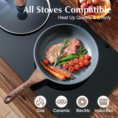 SENSARTE Nonstick Frying Pan Skillet with Lid, Omelet Pan with Cover, Healthy Cooking Chef's Pan
