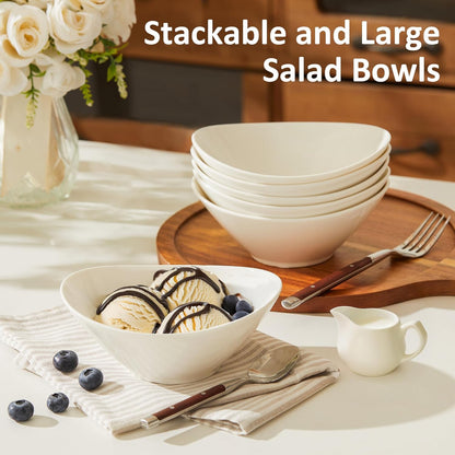Teocera 6 Inch Ceramic Breakfast Bowls Set of 6, 10 Ounce Small Yogurt Bowls for Salad, Soup