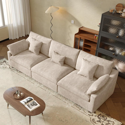 JACH Sectional Couches for Living Room, 3 Seater Cloud Sectional Couch with Deep Seat, Down Filled