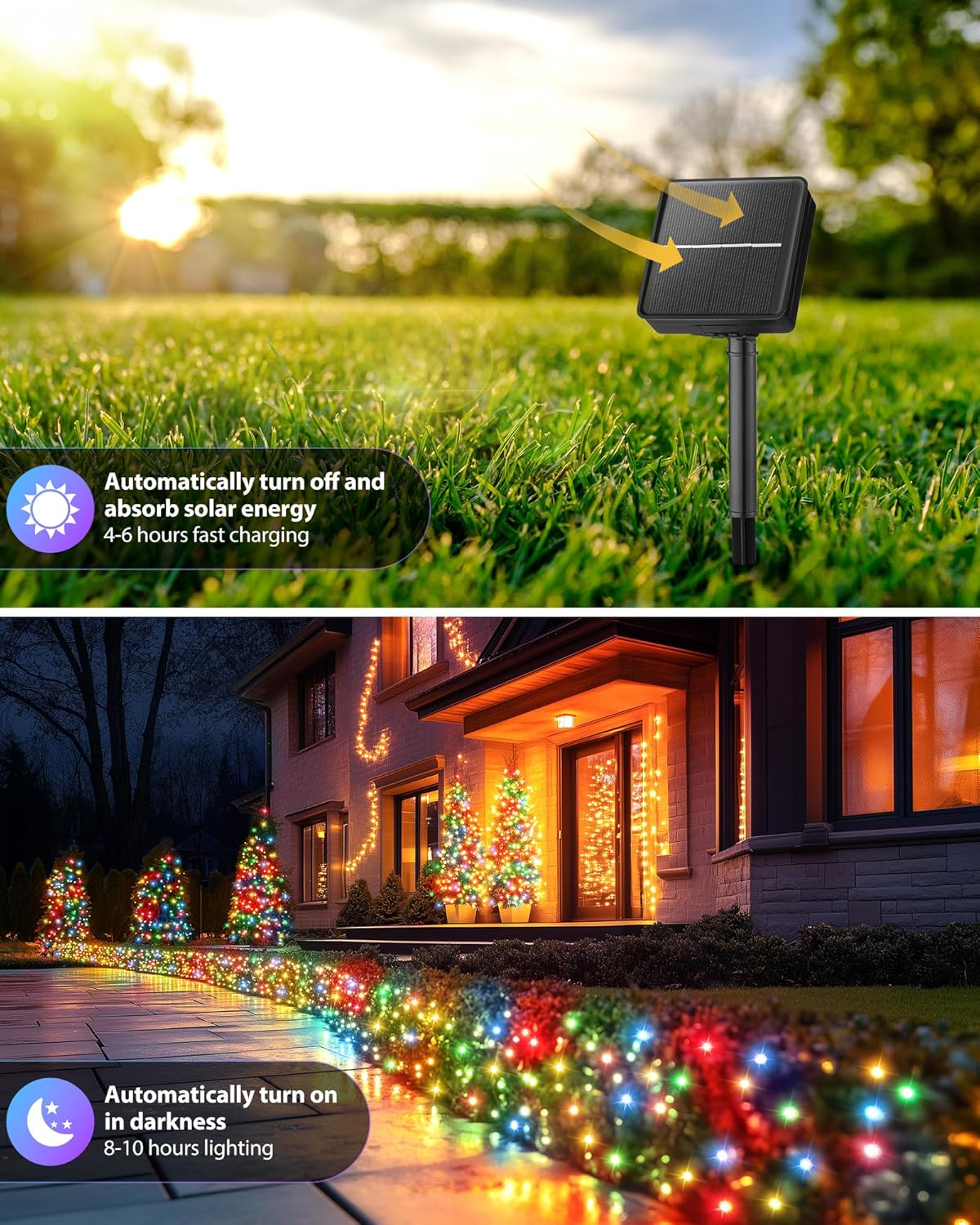 Brightown 2 Pack Solar String Lights Outdoor, Each 46Ft 120 LED Solar String Lights for Outside