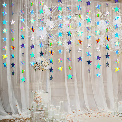 Patelai Glitter Star Garland Banner Decor 130 Feet Star Hanging Bunting Banner Twinkle Backdrop for