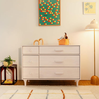 Babyletto Lolly 6-Drawer Assembled Double Dresser in Washed Natural, Greenguard Gold Certified