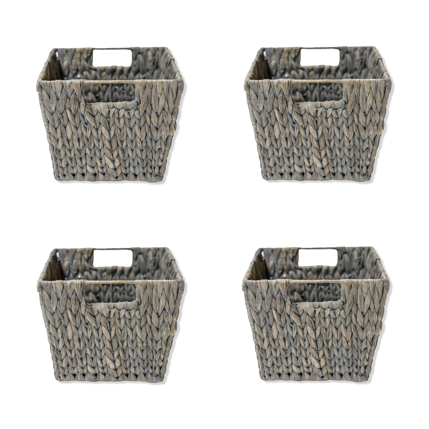 Trademark Innovations 11.5" Hyacinth Storage Basket with Handles, Rectangular (Set of 4, Gray)