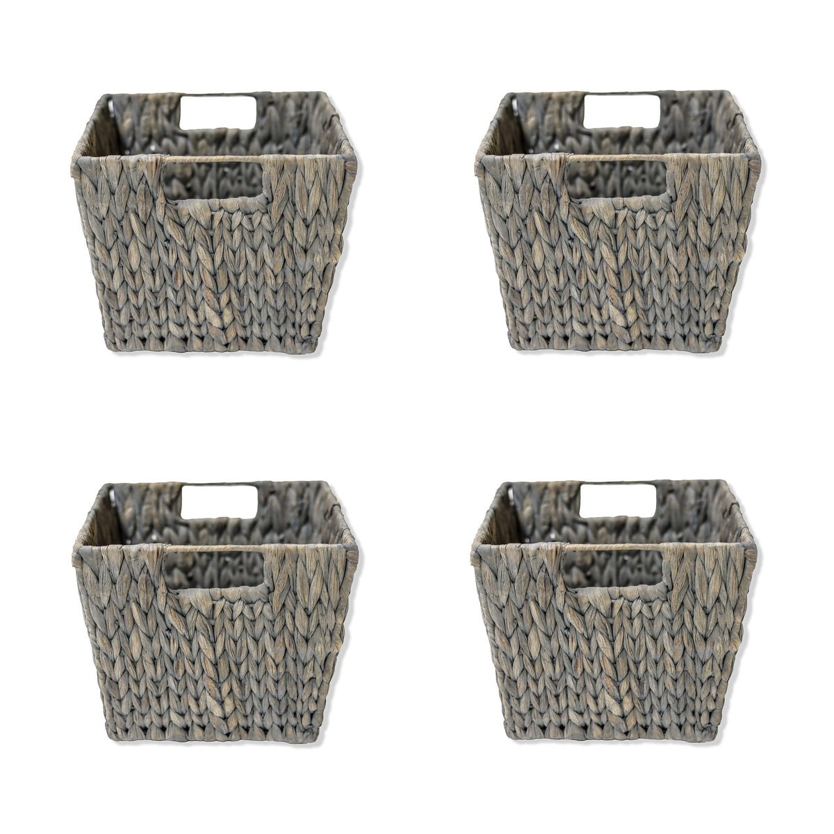 Trademark Innovations 11.5" Hyacinth Storage Basket with Handles, Rectangular (Set of 4, Gray)