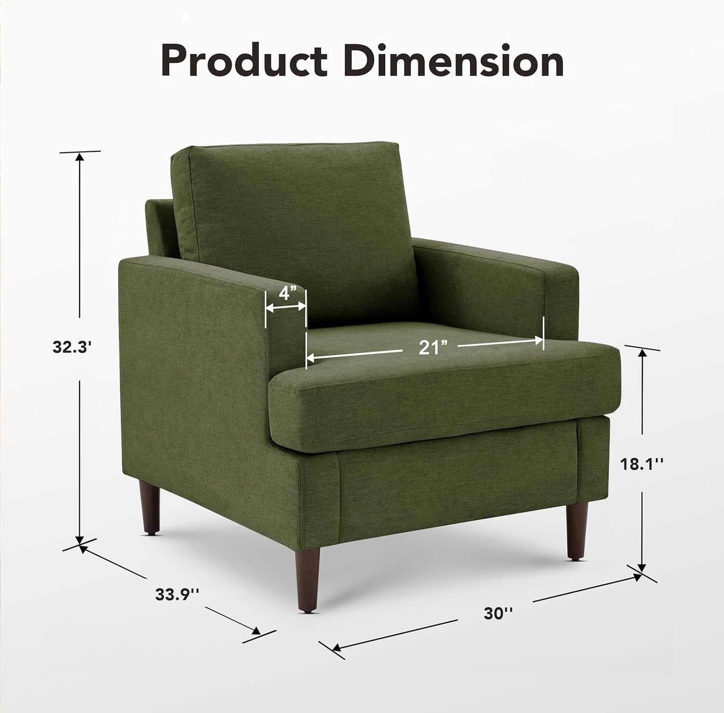 Mid-Century Accent Chair,Modern Linen Fabric Armchair for Living Room,Comfy Upholstered Reading