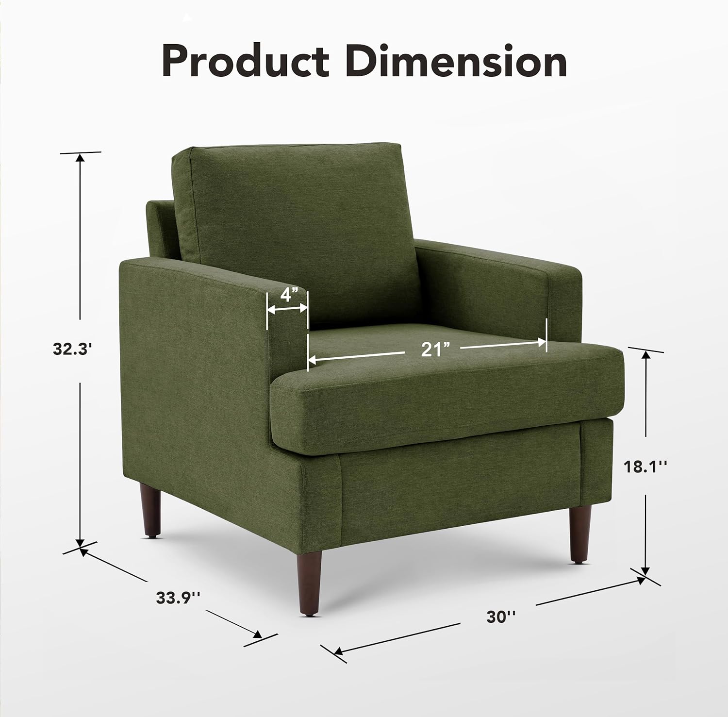 Mid-Century Accent Chair,Modern Linen Fabric Armchair for Living Room,Comfy Upholstered Reading