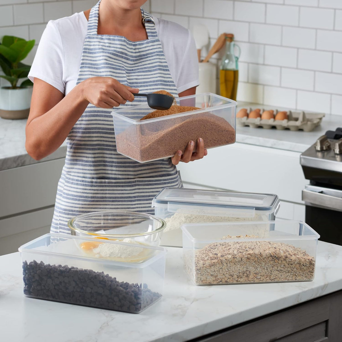 Large Airtight Food Storage Containers with Lids Set of 4 3.2L - 102 fl. oz Pasta storage