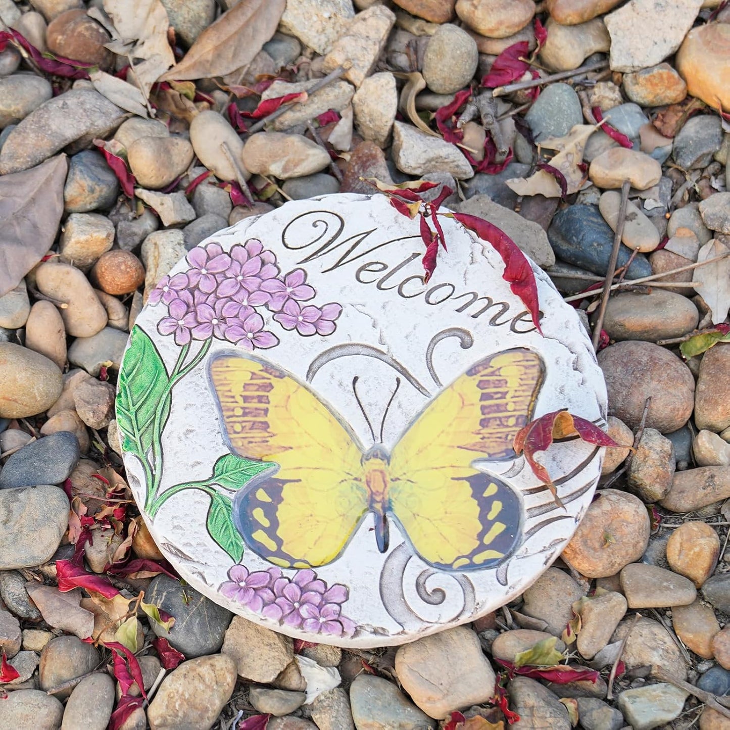 Garden Décor Stepping Stones Outdoor - Resin Butterfly Decorative Stone Bright Color Memories