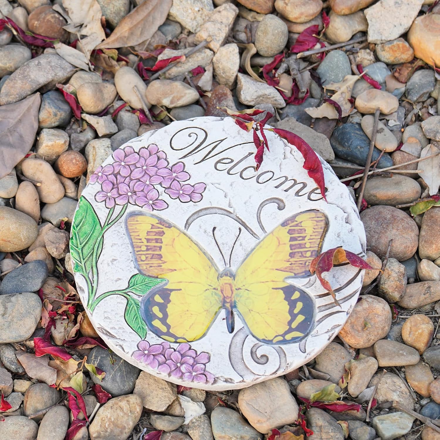 Garden Décor Stepping Stones Outdoor - Resin Butterfly Decorative Stone Bright Color Memories