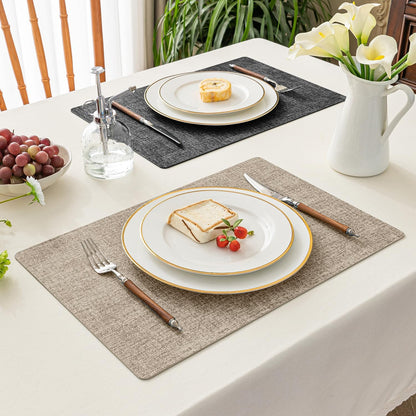 Romanstile Reversible Vinyl Placemats Set of 8, Faux Leather 100% Waterproof Oil-Proof Wipeable