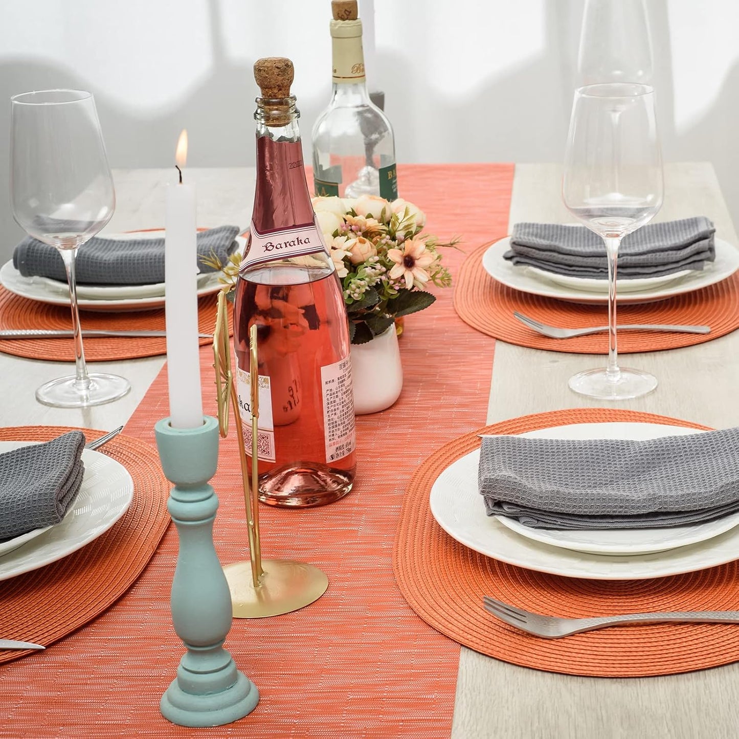 AHHFSMEI Placemats Set of 4 for Dining Table Washable Woven Vinyl Non-Slip 18x12 inches Placemat
