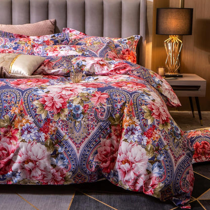 ABREEZE Colorful Floral Duvet Cover Queen 100% Cotton Flower Duvet Cover 3 Piece Set 1