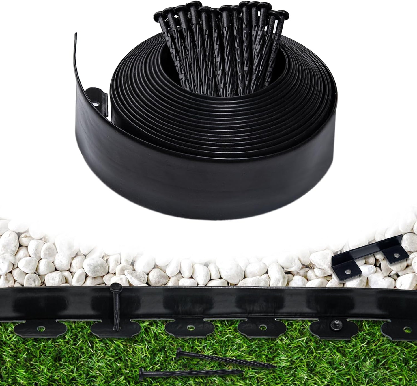 Landscape Edging Border 33 FT 4 Inch Tall with 60 Spikes, Plastic Edging for Landscaping, Garden