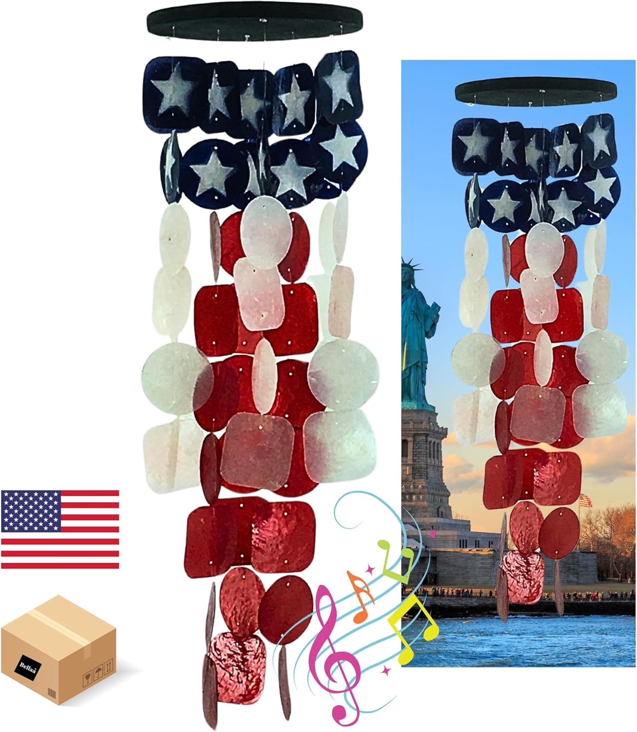 Bellaa 24834 Wind Chimes Outdoor, Garden Decorations, Musical, Indoor/Outside Windchimes, Beach