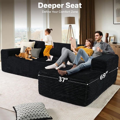 104" Cloudy Sectional L Shaped Couch for Living Room, No Assembly Required, Modular Comfy Sofa with