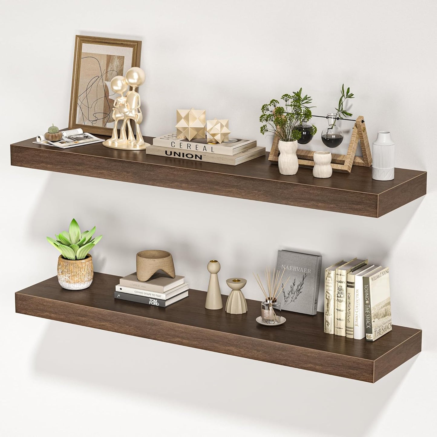 Floating Shelves for Wall, 36" W x 8" D x 1.5" H, Wooden Wall Mounted Display Shelves with