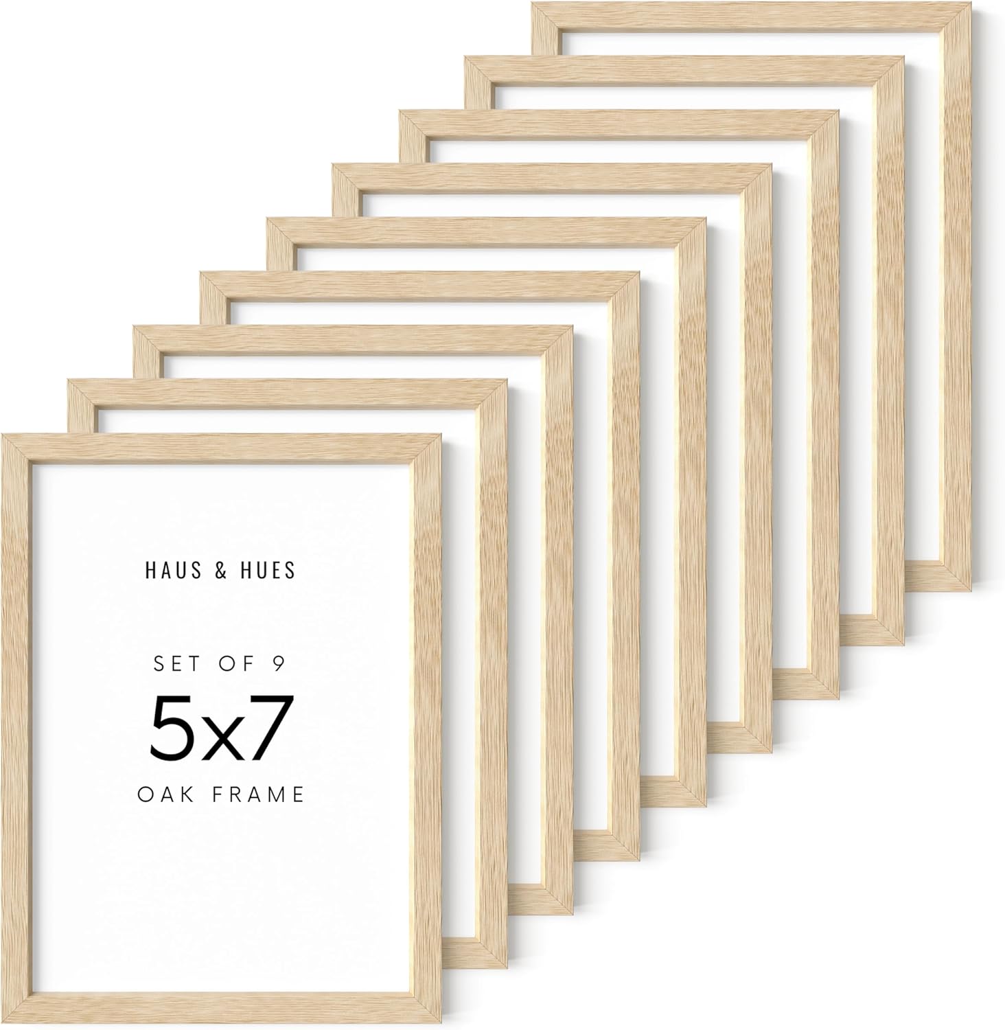 HAUS AND HUES Square Picture Frames 5 x 7 Set of 9 - Photo Gallery Wall Frame Set, Wood 5x7 Frames