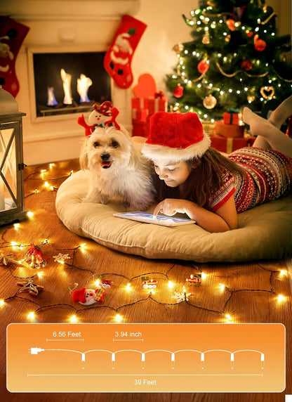 Brightown LED Christmas Mini Lights, 39Feet 100 LED Clear Bulbs String Lights with 8 Light Modes