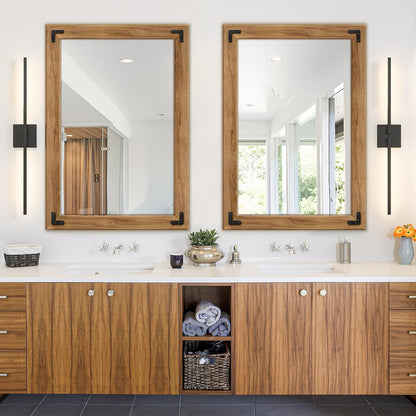 Full Length Mirror with Wooden Frame, 40"X28" Solid Wood Standing Floor Mirror for Farmhouse