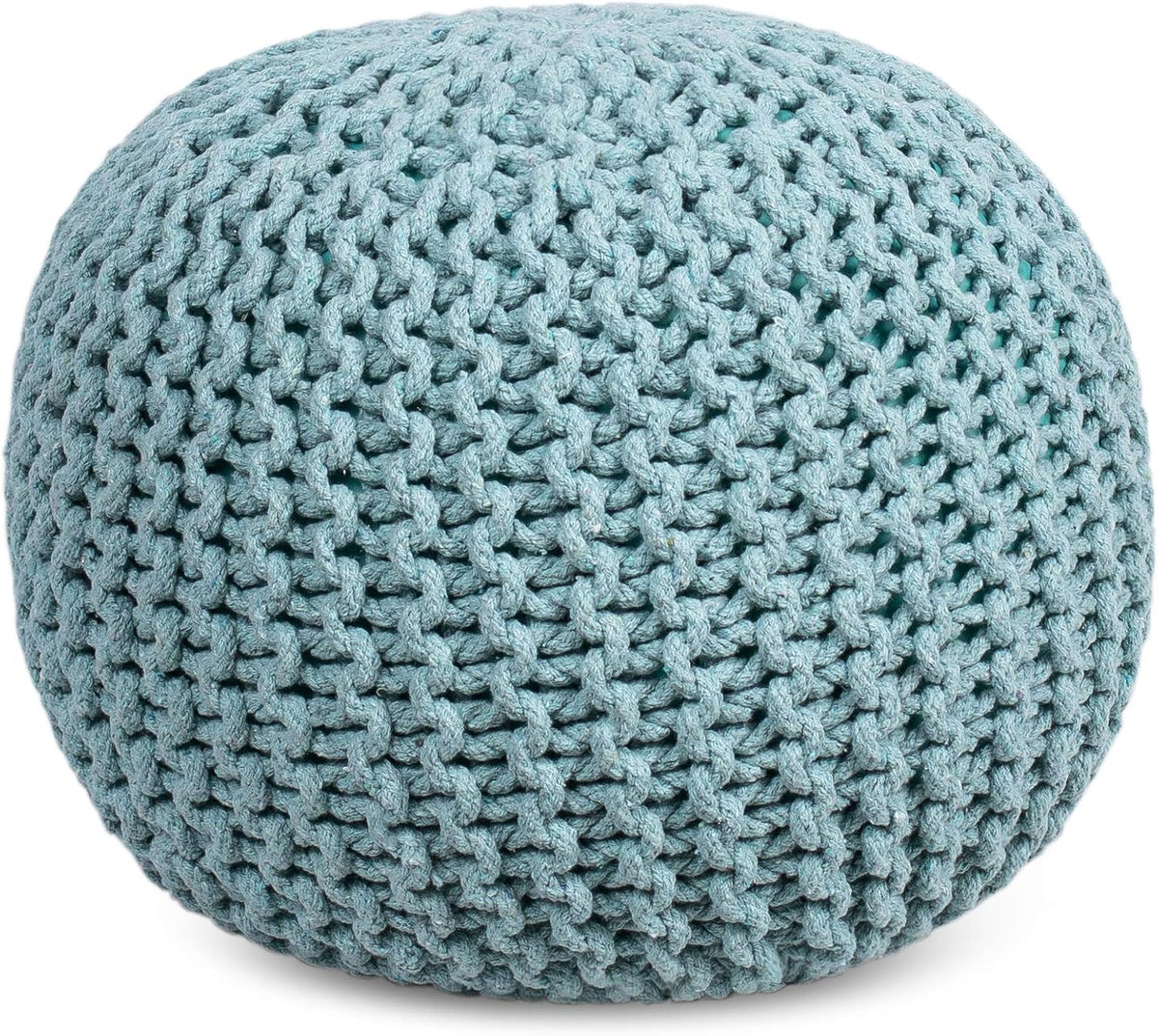 BIRDROCK HOME Round Pouf Ottoman | Cotton Braided Round Foot Stool | Bedroom and Living Room Poof |
