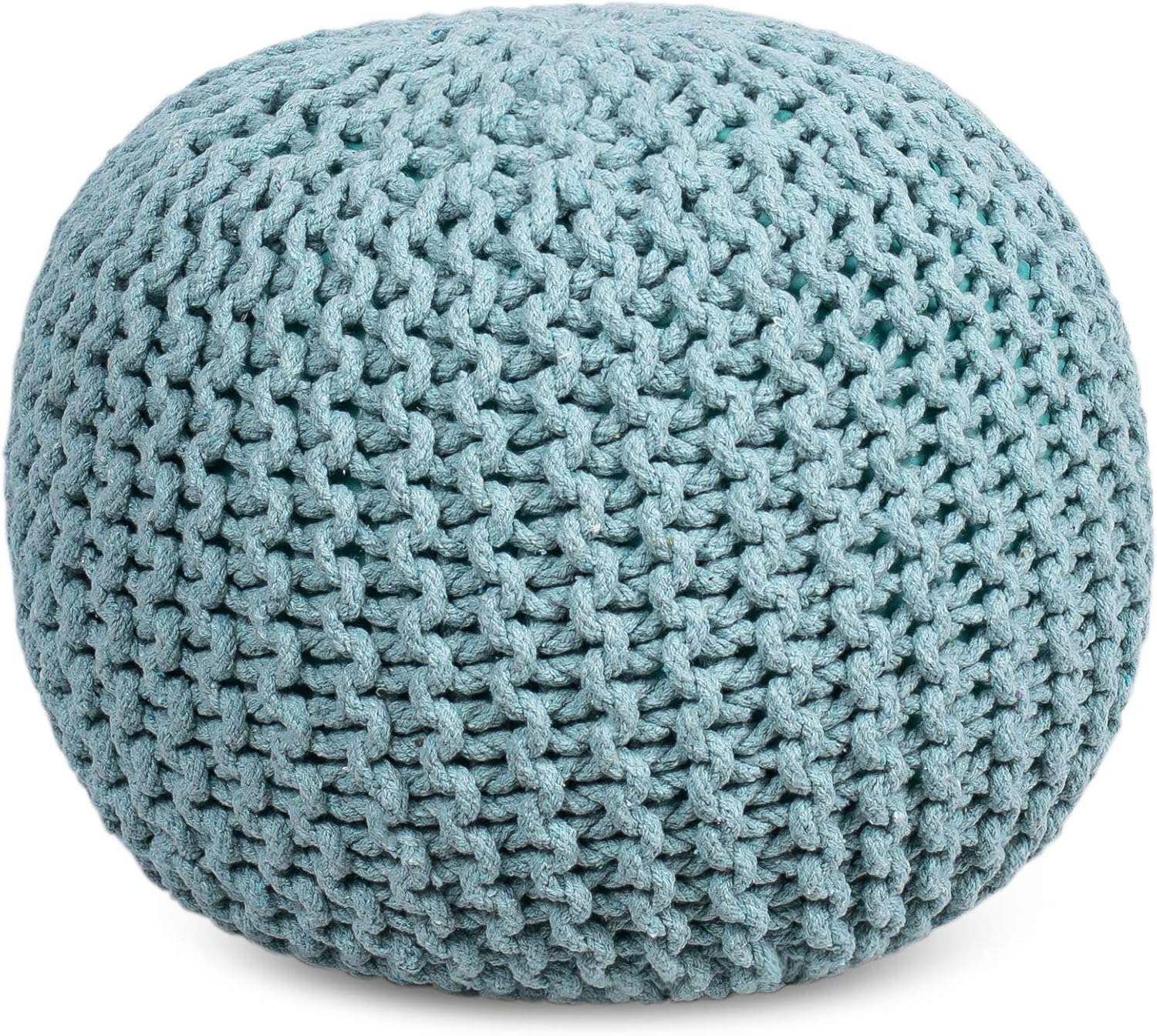 BIRDROCK HOME Round Pouf Ottoman | Cotton Braided Round Foot Stool | Bedroom and Living Room Poof |