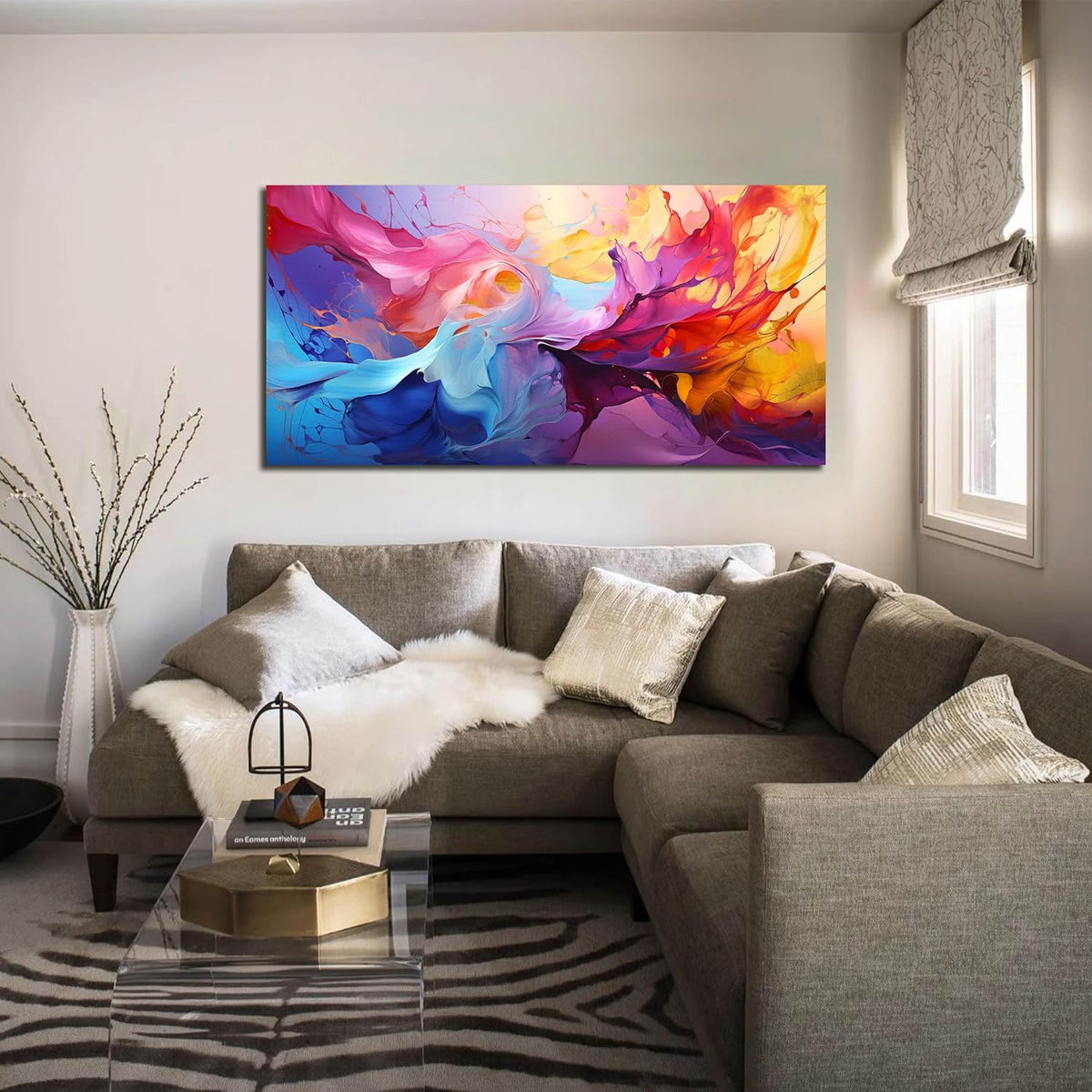 GUGIKA Abstract Wall Art for Living Room, Colorful Canvas Wall Decor for Bedroom, Picture Print