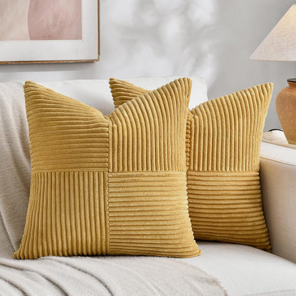 Fancy Homi 2 Packs Mustard Yellow Euro Decorative Throw Pillow Covers 26x26 Inch for Living Room