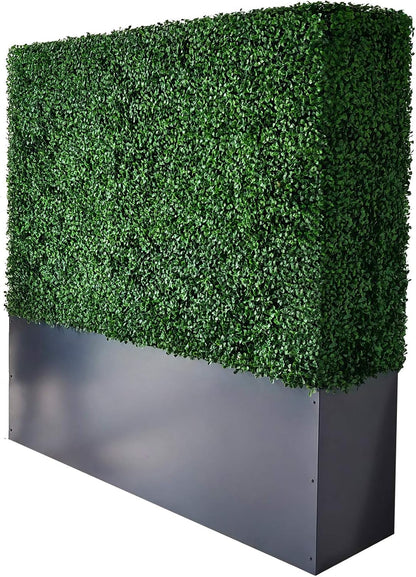 AGPL Upgraded Artificial Boxwood Hedge Wall with Gray Color Planter Room Divider and Privacy Wall