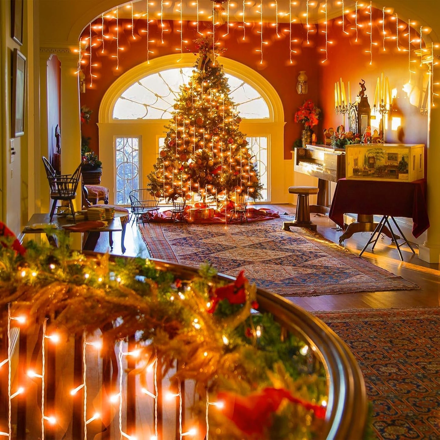 66ft Orange Halloween Lights Outdoor, 640LED Icicle Lights for Outside Indoor Twinkle Christmas