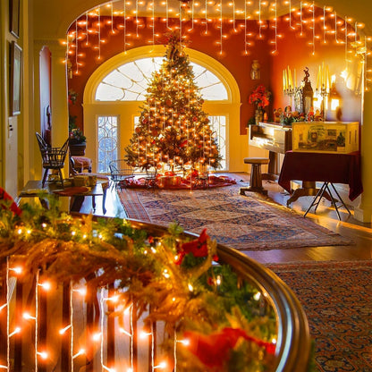 66ft Orange Halloween Lights Outdoor, 640LED Icicle Lights for Outside Indoor Twinkle Christmas
