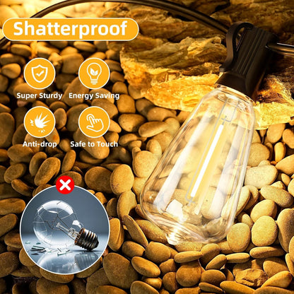 ST38 Outdoor String Lights 25FT with 12+1 LED Bulbs, E12 Socket, Waterproof Commercial Grade, 2700K