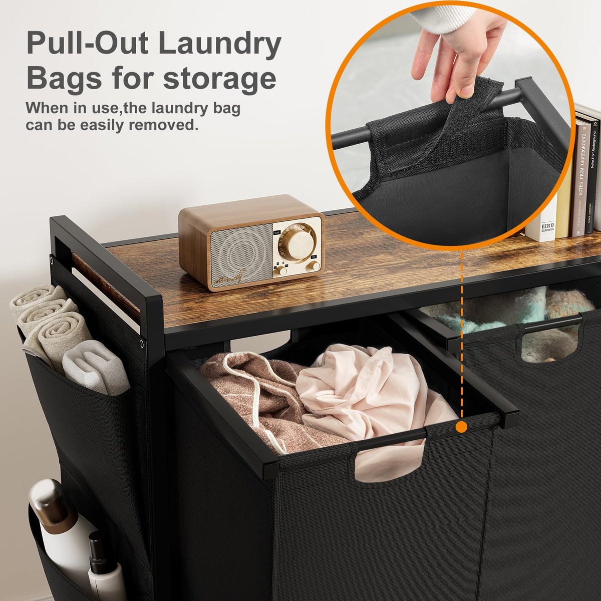 WOWLIVE 4-Compartment Laundry Hamper with Lid,Rolling Laundry Basket Organizer with Wheels
