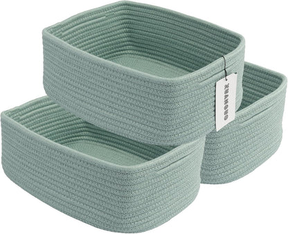 Small Woven Storage Baskets 12“X8”X5“ Decorative Rope Bins for Organizing Shelves, Closets, and