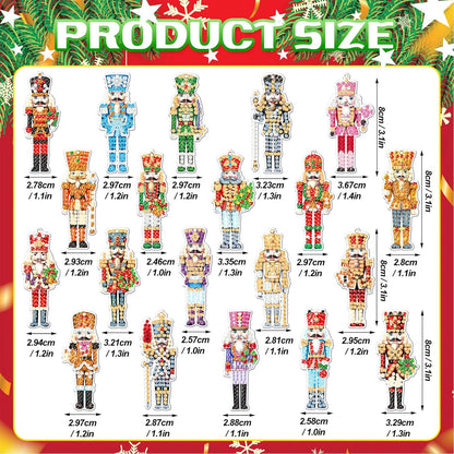 Tondiamo 20 Pcs Christmas Diamond Painting Keychain Kits 5d DIY Christmas Nutcracker Diamond Art