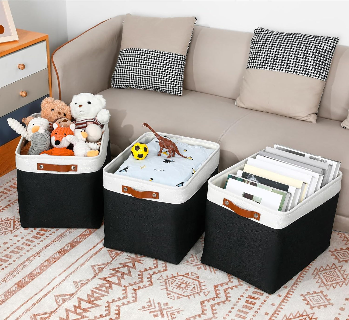 DULLEMELO Large Storage Baskets Fabric Storage Bins, Canvas Storage Basket for Shelf Toys